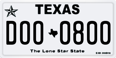 TX license plate DOO0800