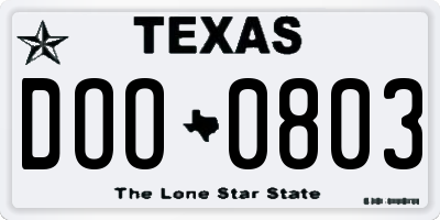 TX license plate DOO0803
