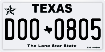 TX license plate DOO0805