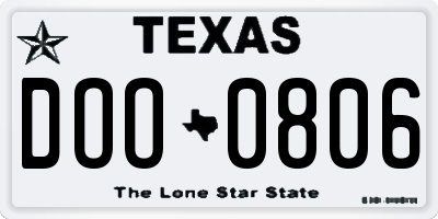 TX license plate DOO0806