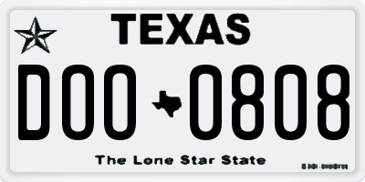 TX license plate DOO0808