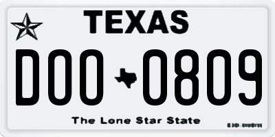 TX license plate DOO0809