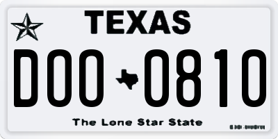 TX license plate DOO0810