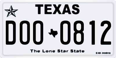 TX license plate DOO0812