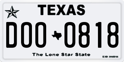 TX license plate DOO0818
