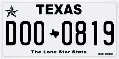 TX license plate DOO0819