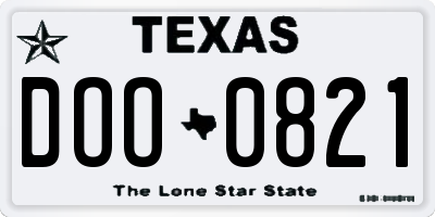 TX license plate DOO0821