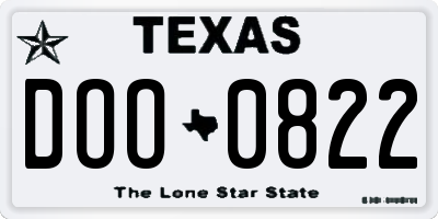 TX license plate DOO0822