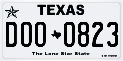 TX license plate DOO0823
