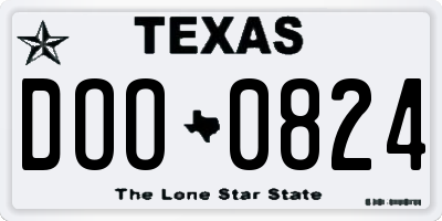 TX license plate DOO0824