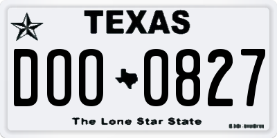 TX license plate DOO0827