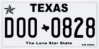 TX license plate DOO0828