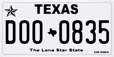 TX license plate DOO0835