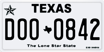 TX license plate DOO0842