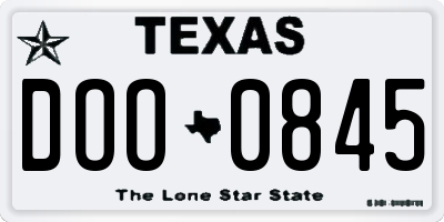 TX license plate DOO0845