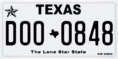 TX license plate DOO0848