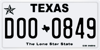 TX license plate DOO0849