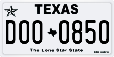 TX license plate DOO0850