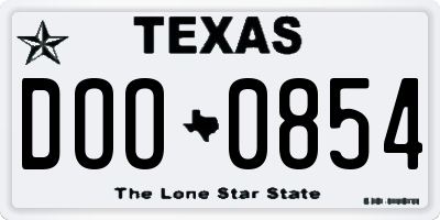 TX license plate DOO0854