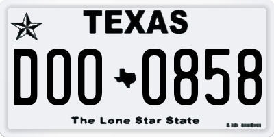 TX license plate DOO0858