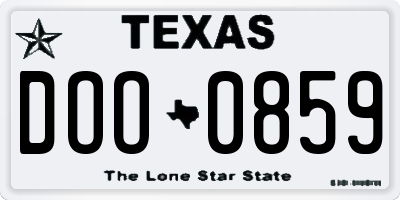 TX license plate DOO0859