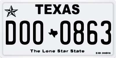 TX license plate DOO0863
