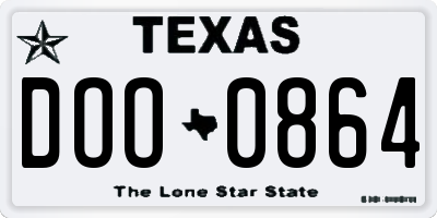 TX license plate DOO0864