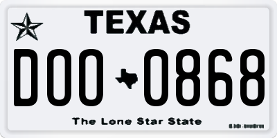 TX license plate DOO0868