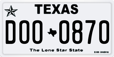 TX license plate DOO0870