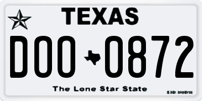TX license plate DOO0872