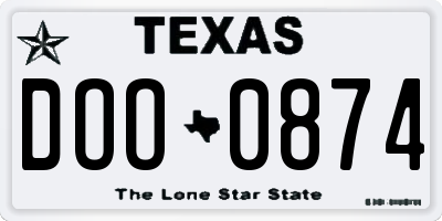 TX license plate DOO0874