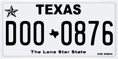 TX license plate DOO0876