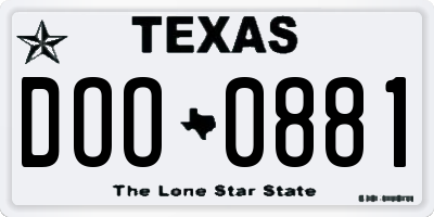 TX license plate DOO0881