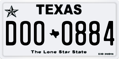 TX license plate DOO0884