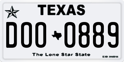 TX license plate DOO0889