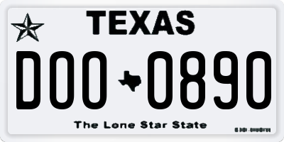 TX license plate DOO0890