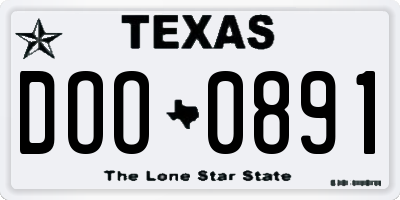 TX license plate DOO0891