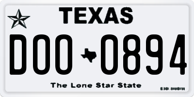 TX license plate DOO0894