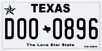 TX license plate DOO0896