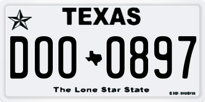 TX license plate DOO0897
