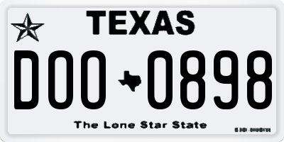 TX license plate DOO0898