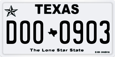 TX license plate DOO0903