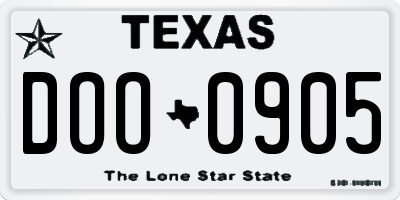 TX license plate DOO0905