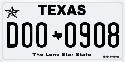 TX license plate DOO0908