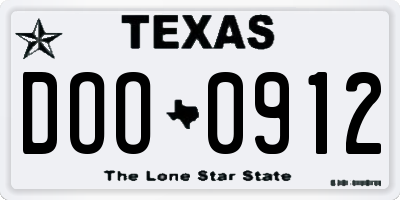 TX license plate DOO0912