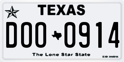 TX license plate DOO0914