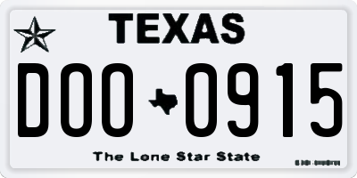 TX license plate DOO0915