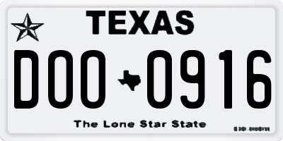 TX license plate DOO0916