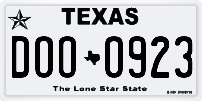 TX license plate DOO0923