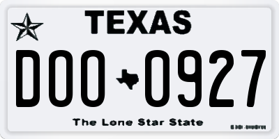 TX license plate DOO0927